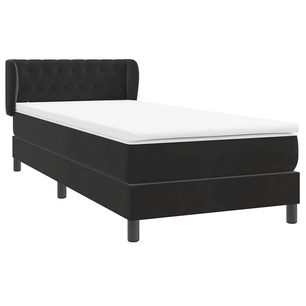 Boxspringbett mit Matratze Schwarz 80x210 cm Samt