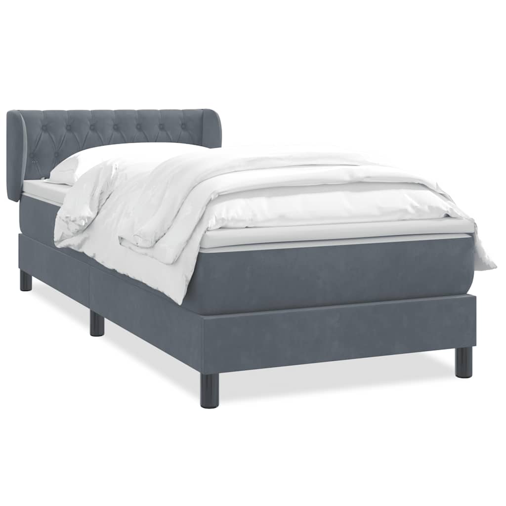 Boxspringbett mit Matratze Dunkelgrau 100x220 cm Samt
