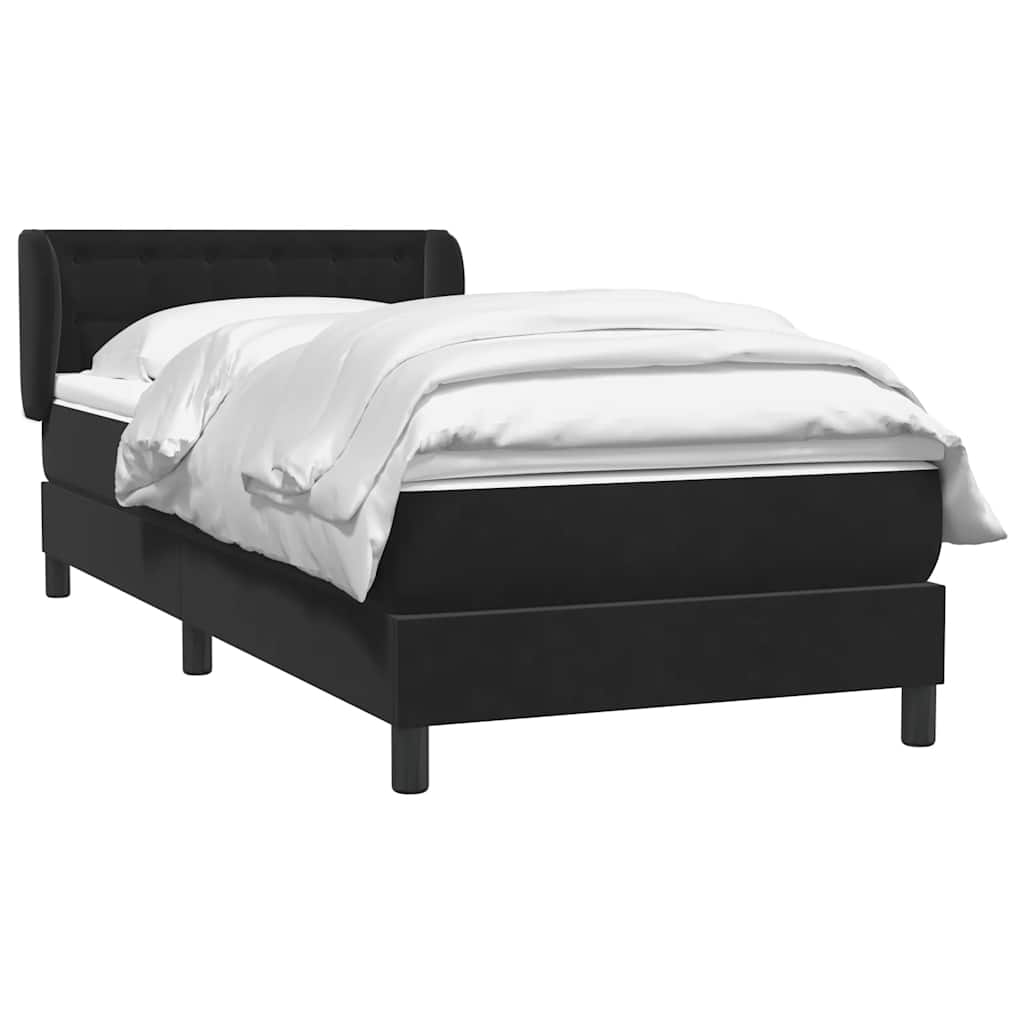 Boxspringbett mit Matratze Schwarz 80x210 cm Samt