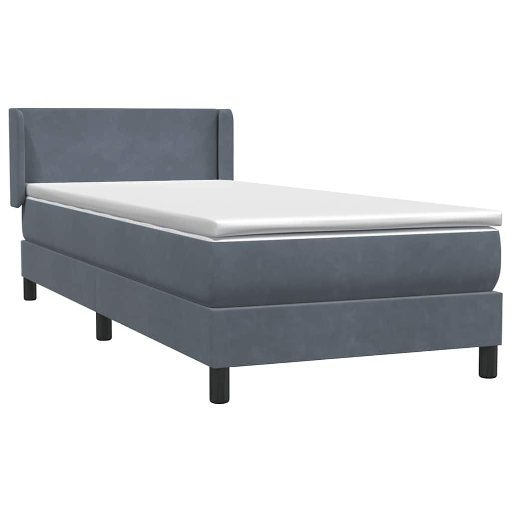 Boxspringbett mit Matratze Dunkelgrau 100x220 cm Samt
