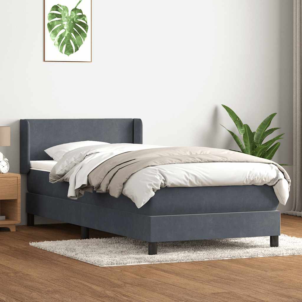 Boxspringbett mit Matratze Dunkelgrau 100x220 cm Samt