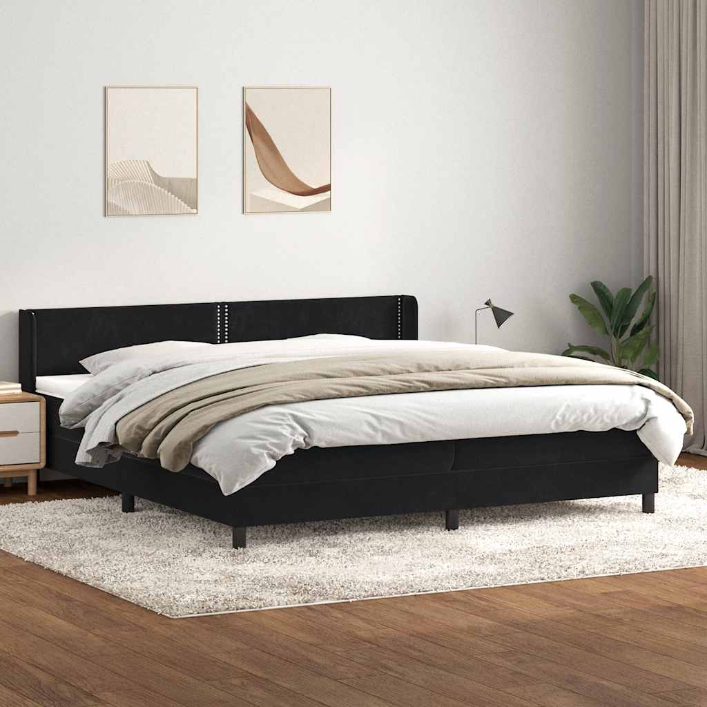Boxspringbett mit Matratze Schwarz 200x210 cm Samt