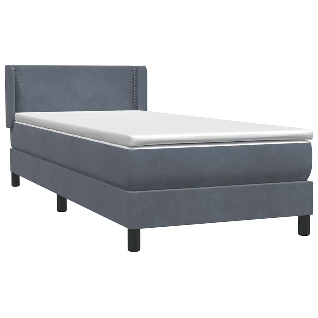 Boxspringbett mit Matratze Dunkelgrau 100x220 cm Samt
