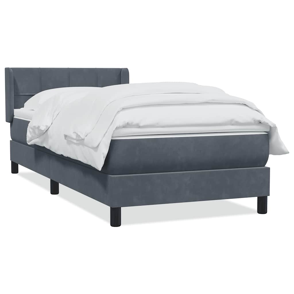 Boxspringbett mit Matratze Dunkelgrau 100x220 cm Samt
