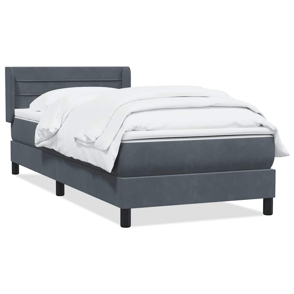 Boxspringbett mit Matratze Dunkelgrau 100x220 cm Samt