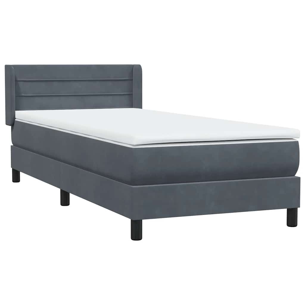 Boxspringbett mit Matratze Dunkelgrau 100x220 cm Samt