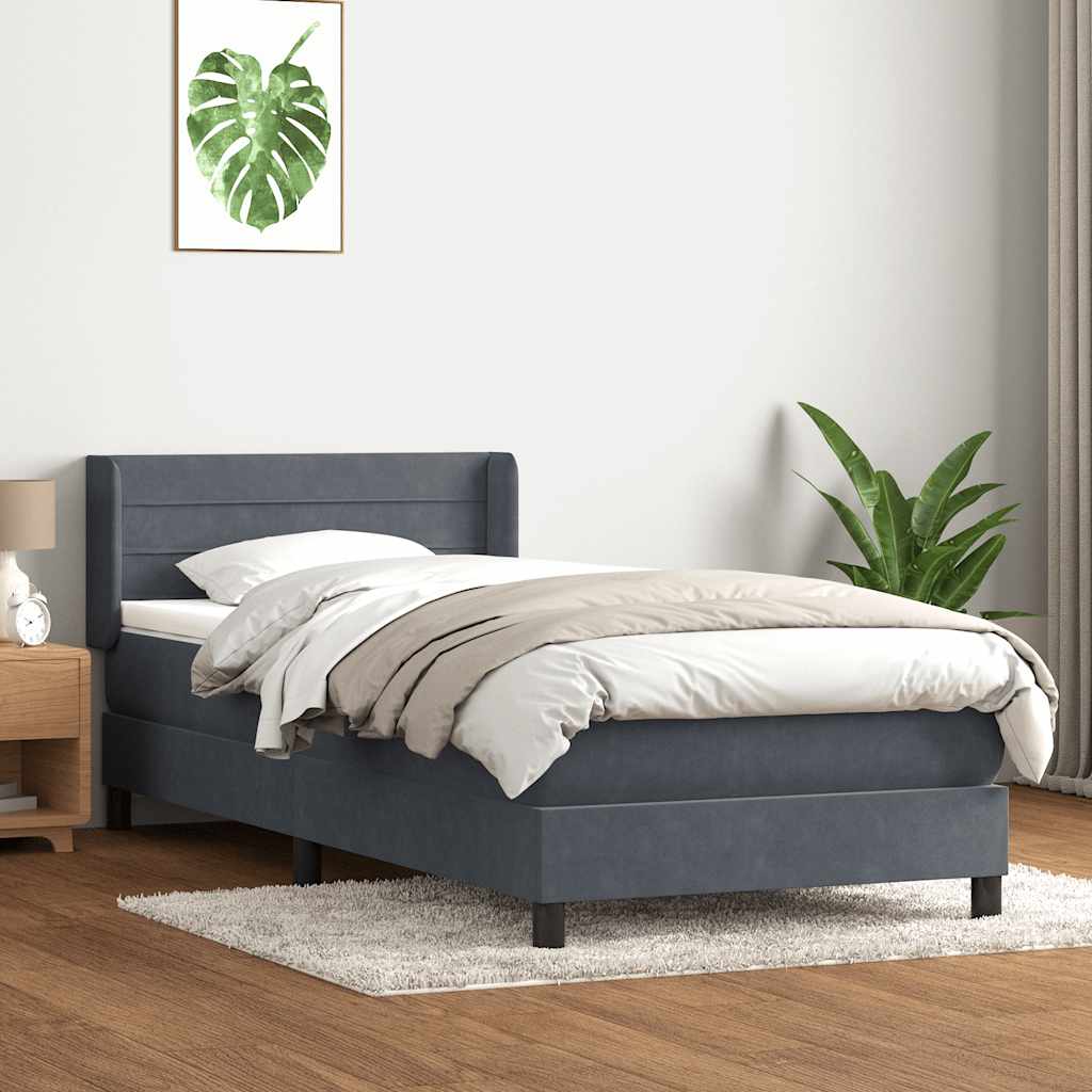 Boxspringbett mit Matratze Dunkelgrau 100x220 cm Samt
