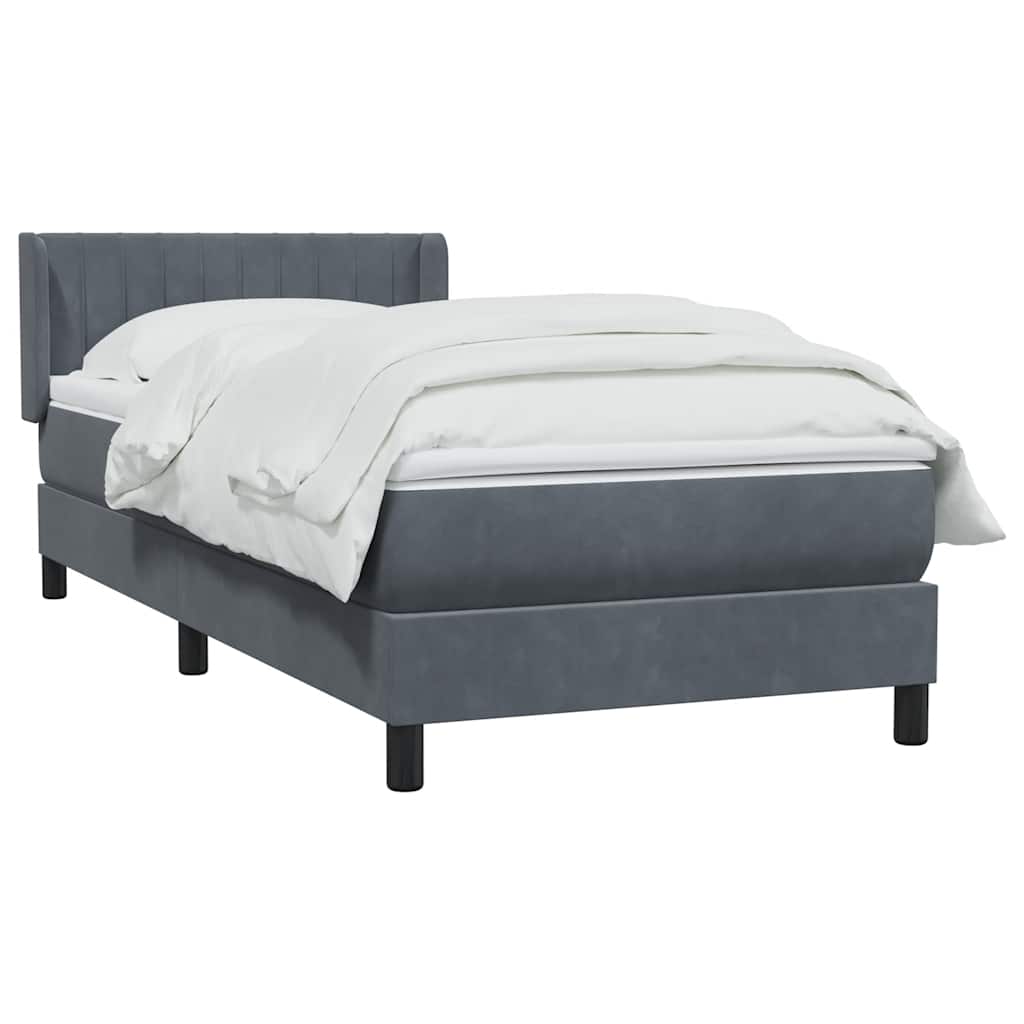 Boxspringbett mit Matratze Dunkelgrau 100x220 cm Samt