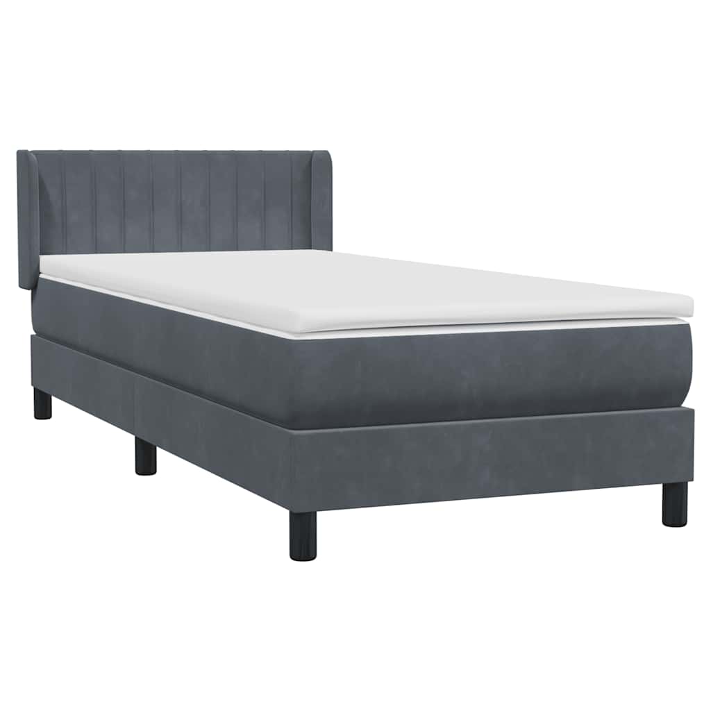 Boxspringbett mit Matratze Dunkelgrau 100x220 cm Samt