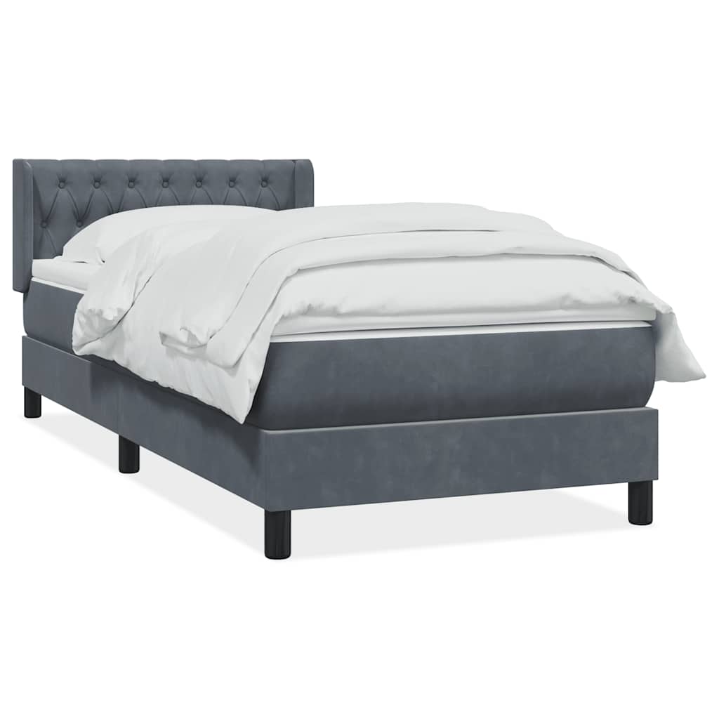Boxspringbett mit Matratze Dunkelgrau 100x220 cm Samt