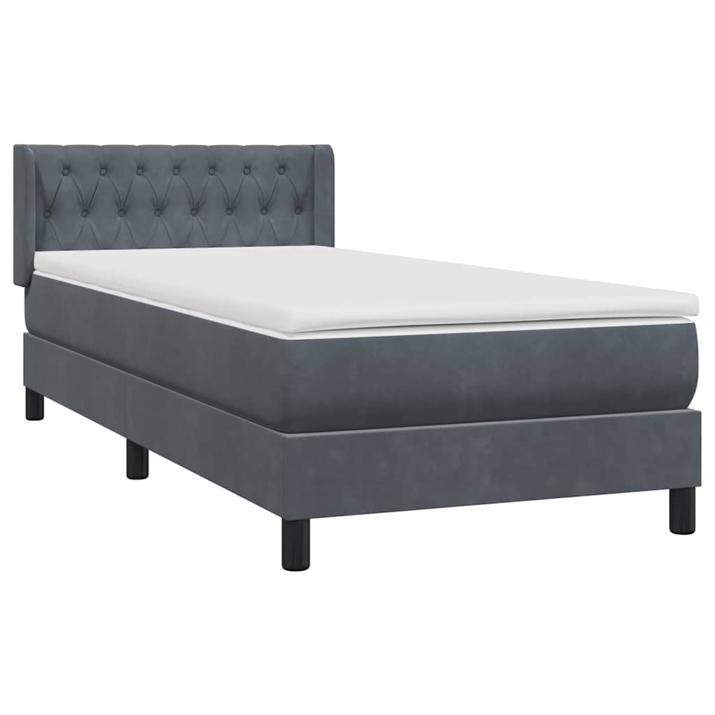 Boxspringbett mit Matratze Dunkelgrau 100x220 cm Samt