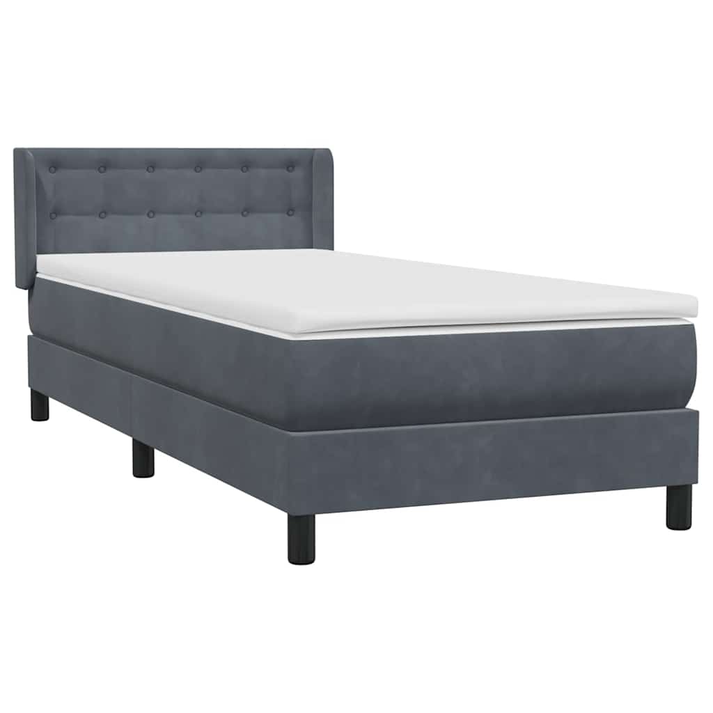 Boxspringbett mit Matratze Dunkelgrau 100x220 cm Samt