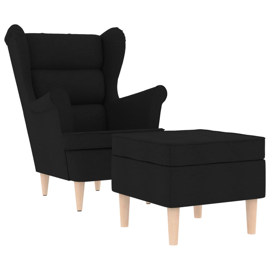 Sessel mit Fußhocker Schwarz Stoff