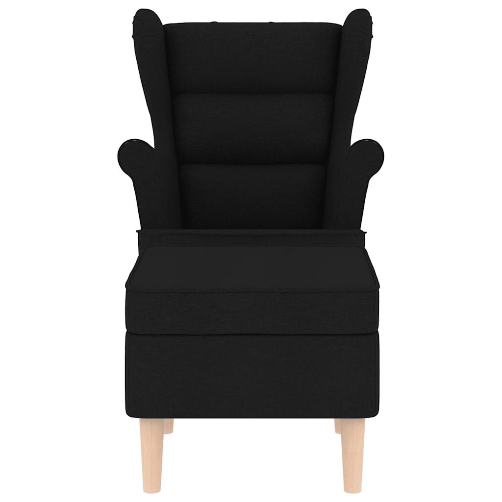 Sessel mit Fußhocker Schwarz Stoff