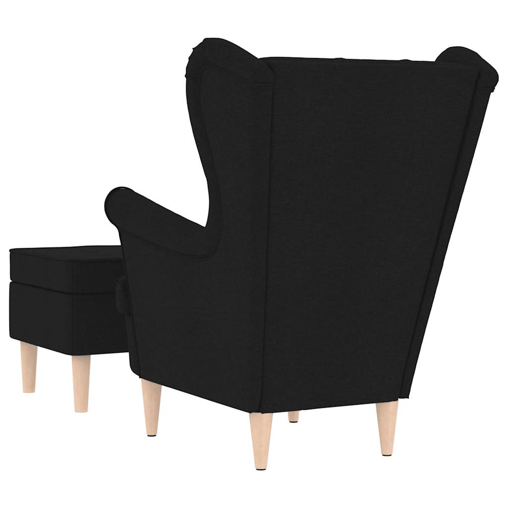 Sessel mit Fußhocker Schwarz Stoff