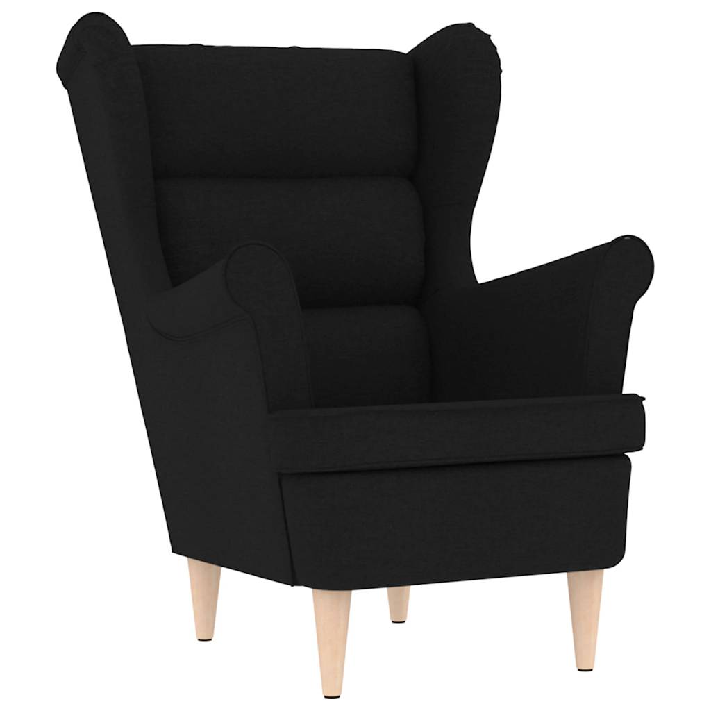 Sessel mit Fußhocker Schwarz Stoff