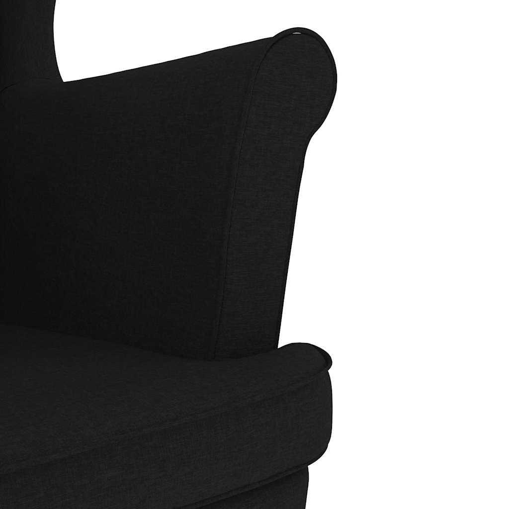Sessel mit Fußhocker Schwarz Stoff
