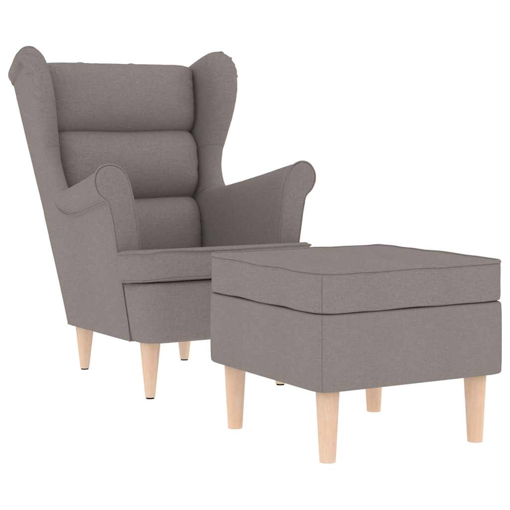Sessel mit Fußhocker Taupe Stoff