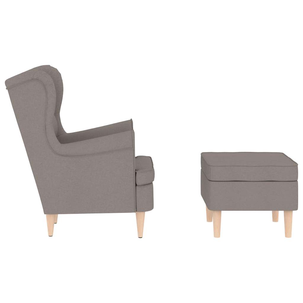 Sessel mit Fußhocker Taupe Stoff