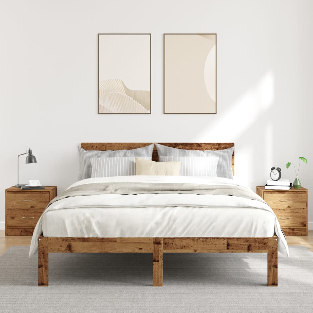 Bedside tables 2 pcs. Old wood look 40x30x40 cm wood material