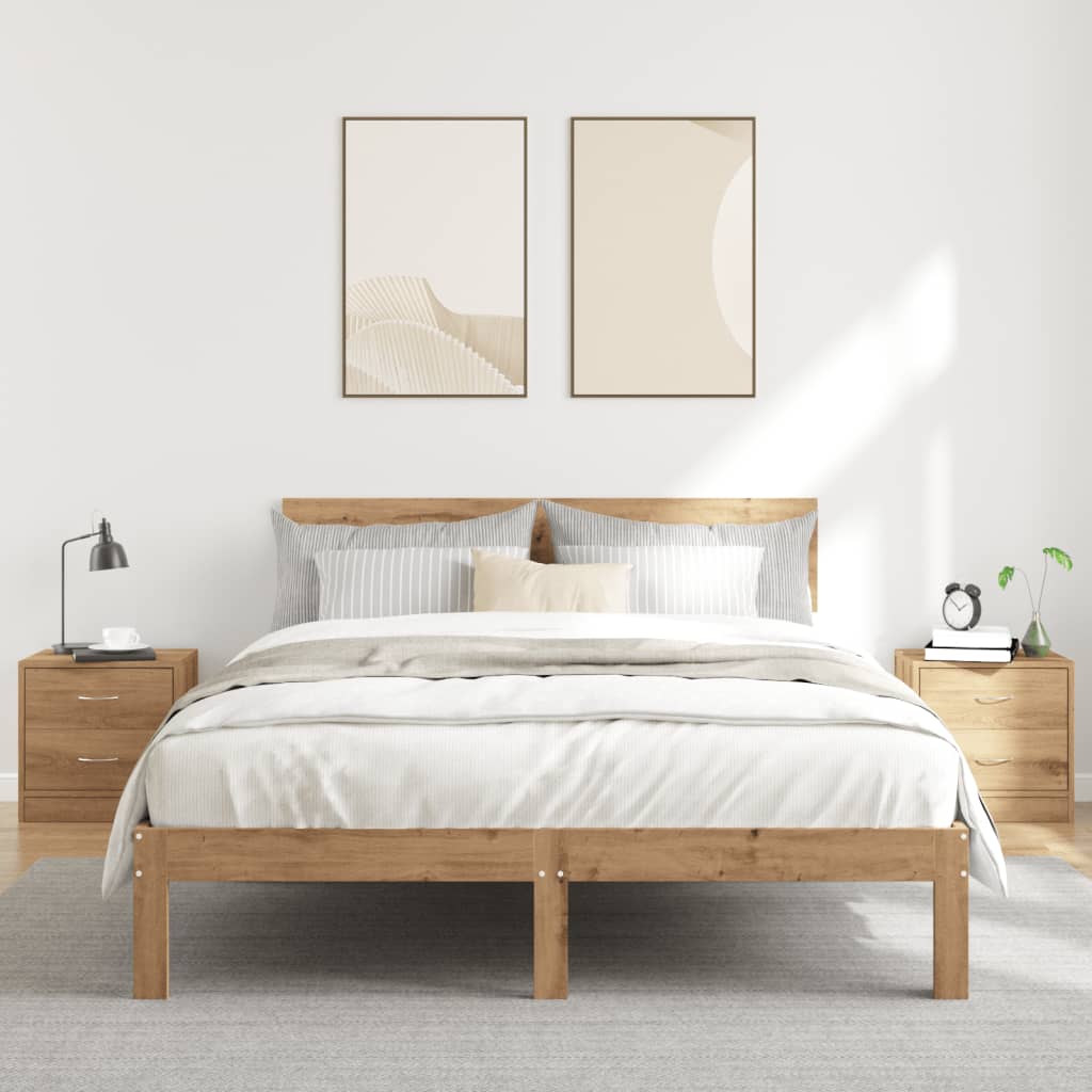 Bedside tables 2 pcs. Artisan oak 40x30x40 cm wood material