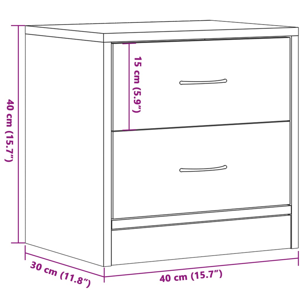 Bedside tables 2 pcs. Artisan oak 40x30x40 cm wood material