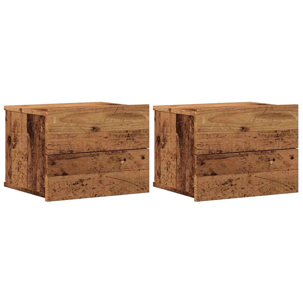 Wall-mounted bedside tables 2 pcs. Old wood look 40x32x30 cm