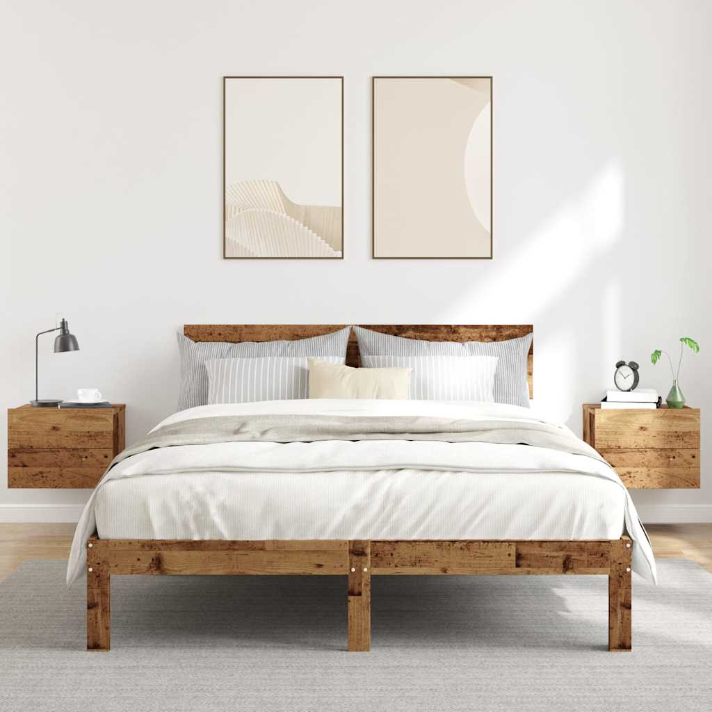 Wall-mounted bedside tables 2 pcs. Old wood look 40x32x30 cm