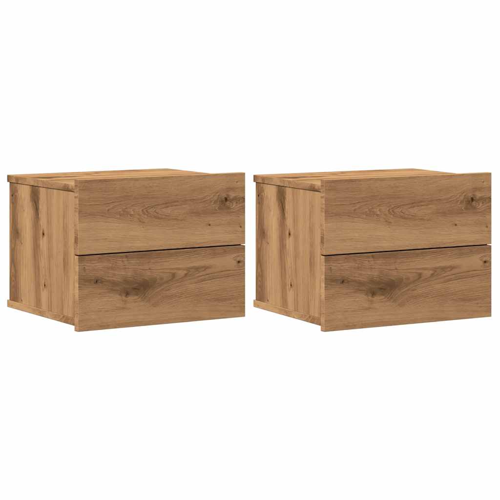 Wall-mounted bedside tables 2 pcs. Artisan oak 40x32x30 cm