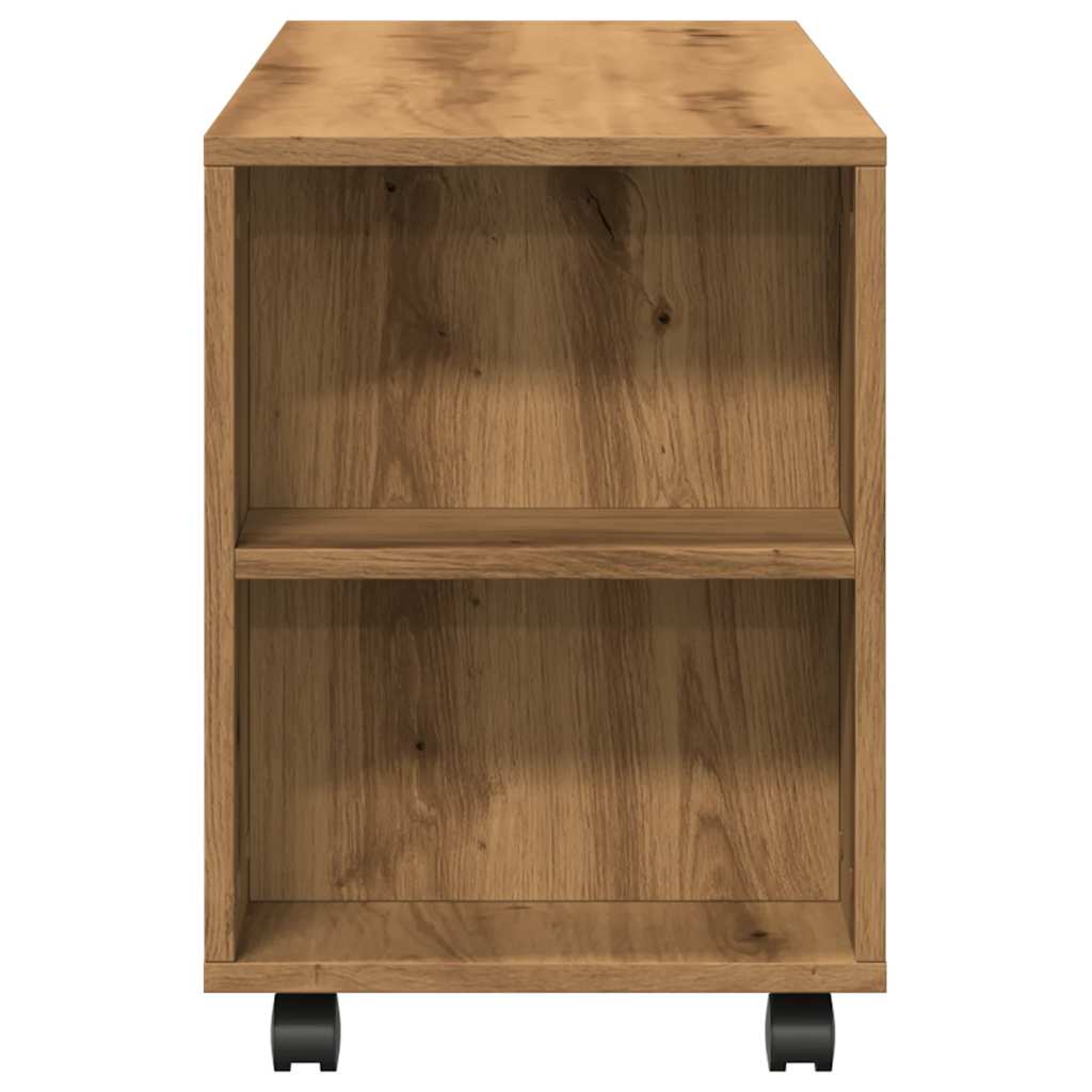 Meuble TV à roulettes Chêne artisanal 102x34,5x43cm matériau bois