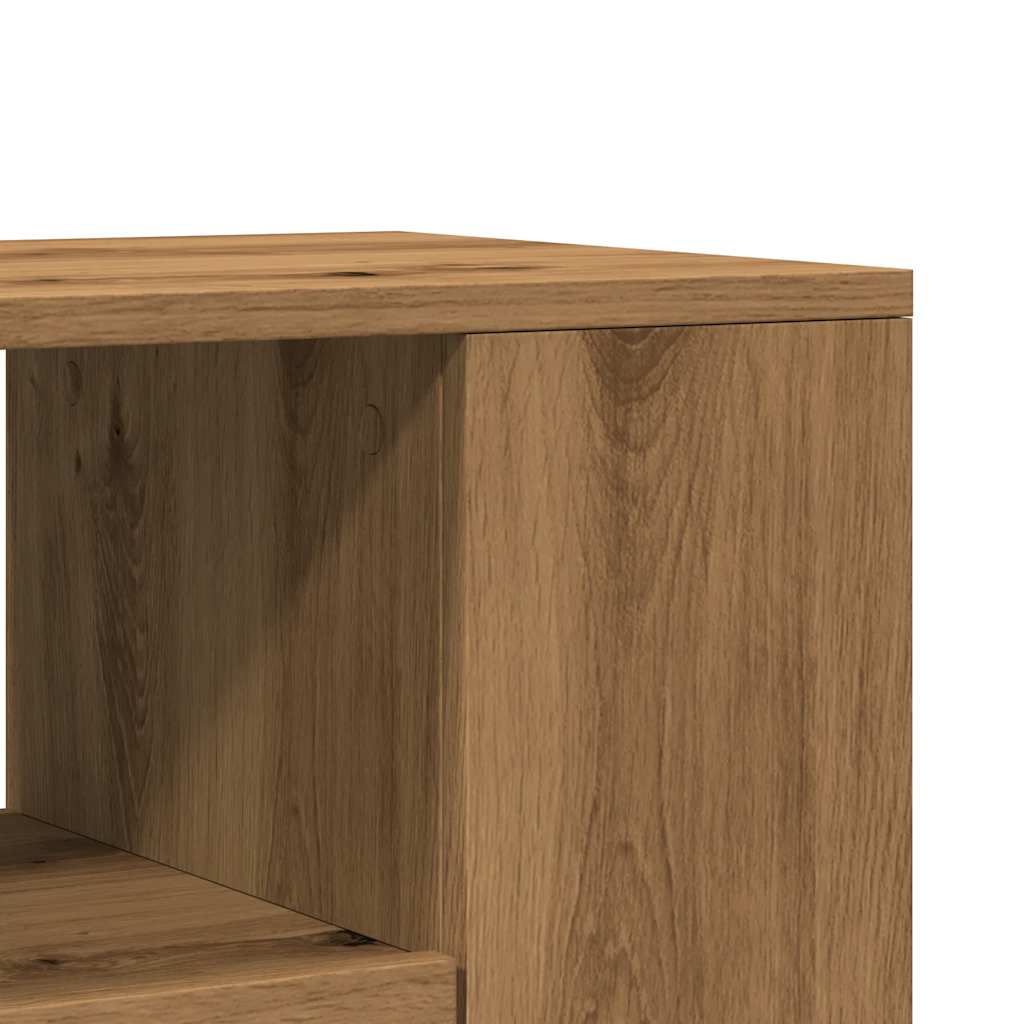 Meuble TV à roulettes Chêne artisanal 102x34,5x43cm matériau bois