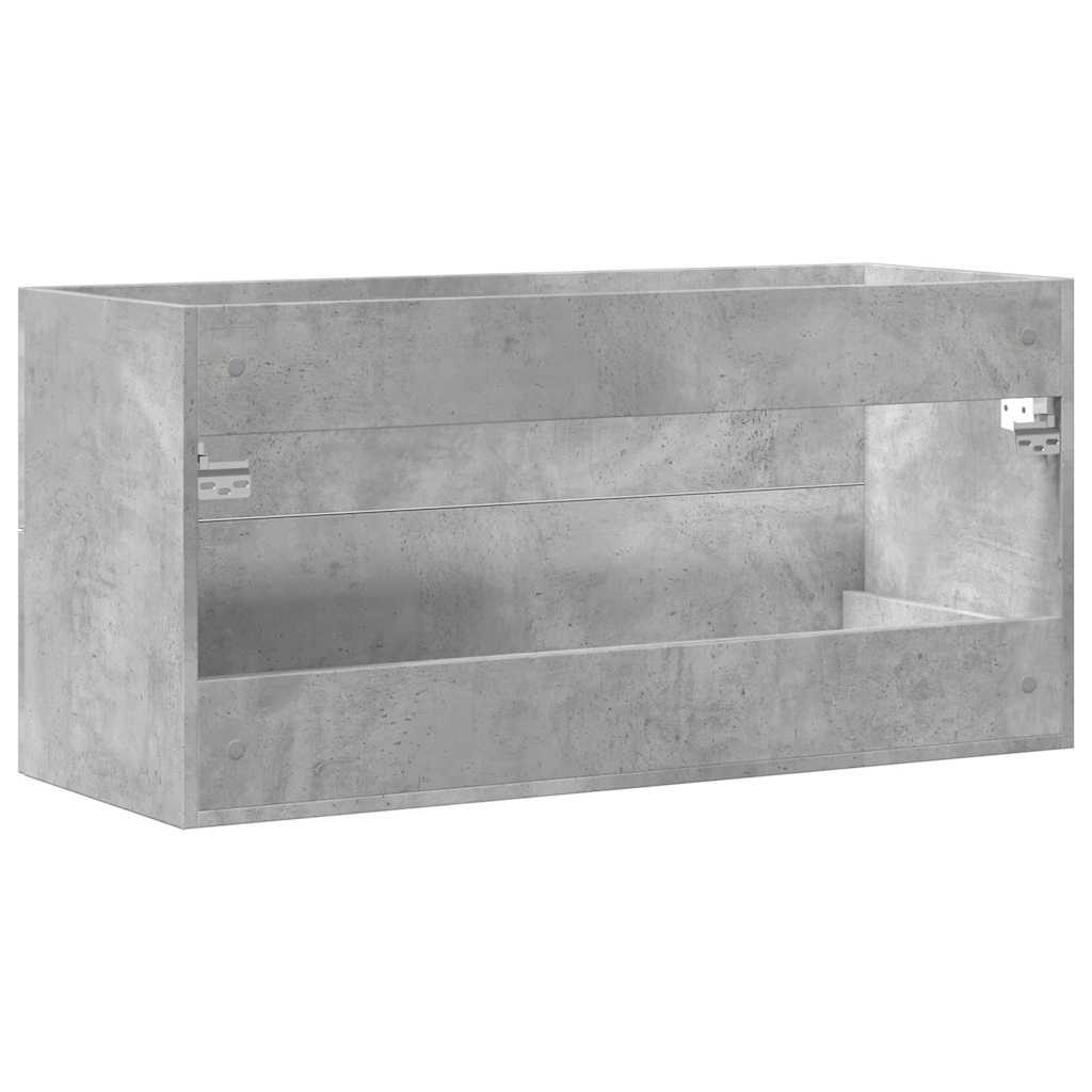 Meuble sous évier gris béton 100x38,5x48 cm en bois