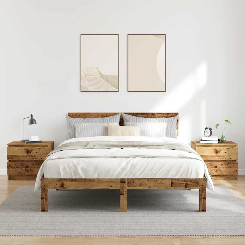 Bedside tables 2 pcs. Old wood look 50x40x43.5 cm wood material