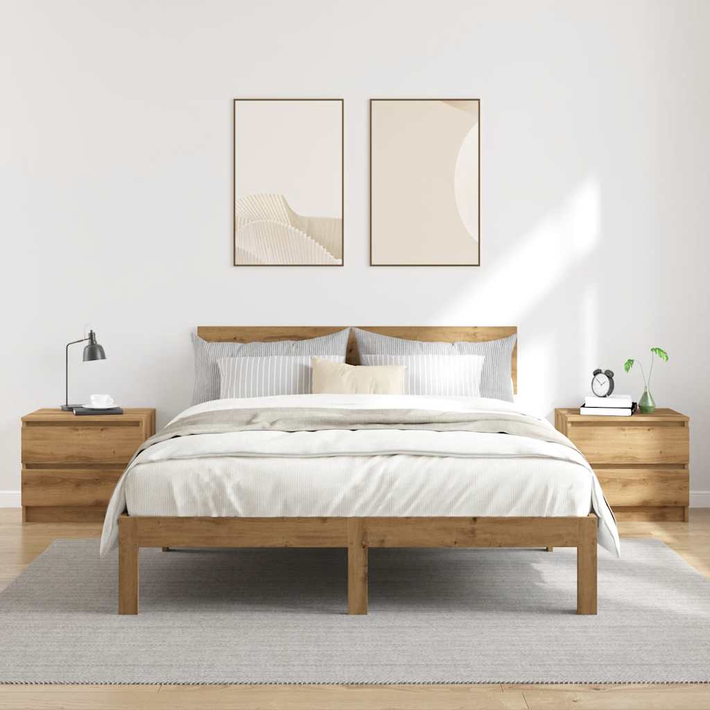 Bedside tables 2 pcs. Artisan oak 50x40x43.5 cm wood material