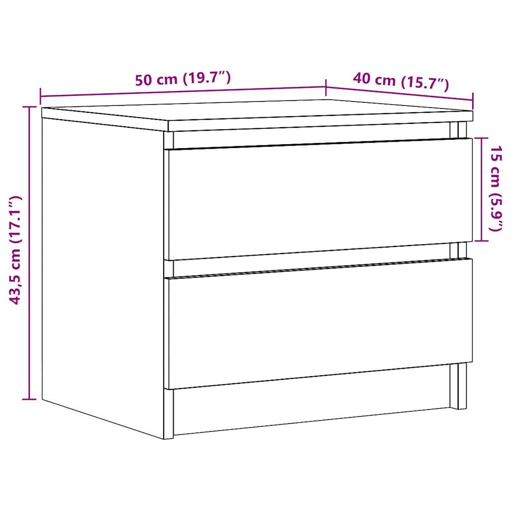 Bedside tables 2 pcs. Artisan oak 50x40x43.5 cm wood material