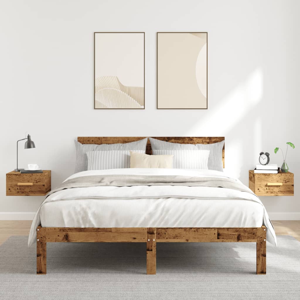 Wall-mounted bedside tables 2 pcs. Old wood look 35x35x20 cm