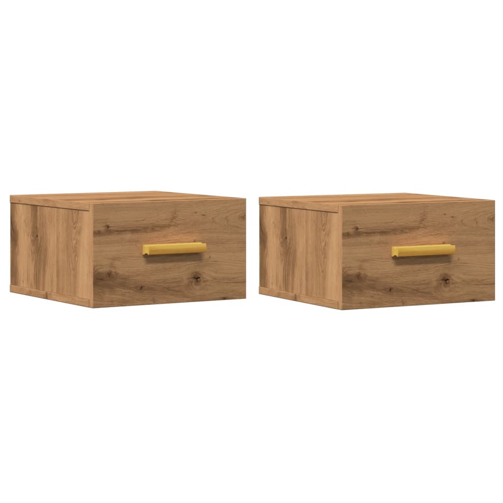 Wall-mounted bedside tables 2 pcs. Artisan oak 35x35x20 cm