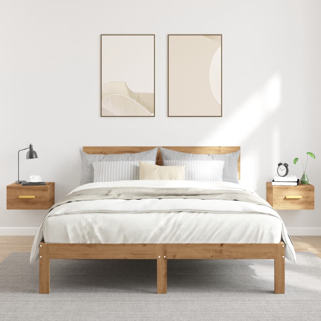 Wall-mounted bedside tables 2 pcs. Artisan oak 35x35x20 cm