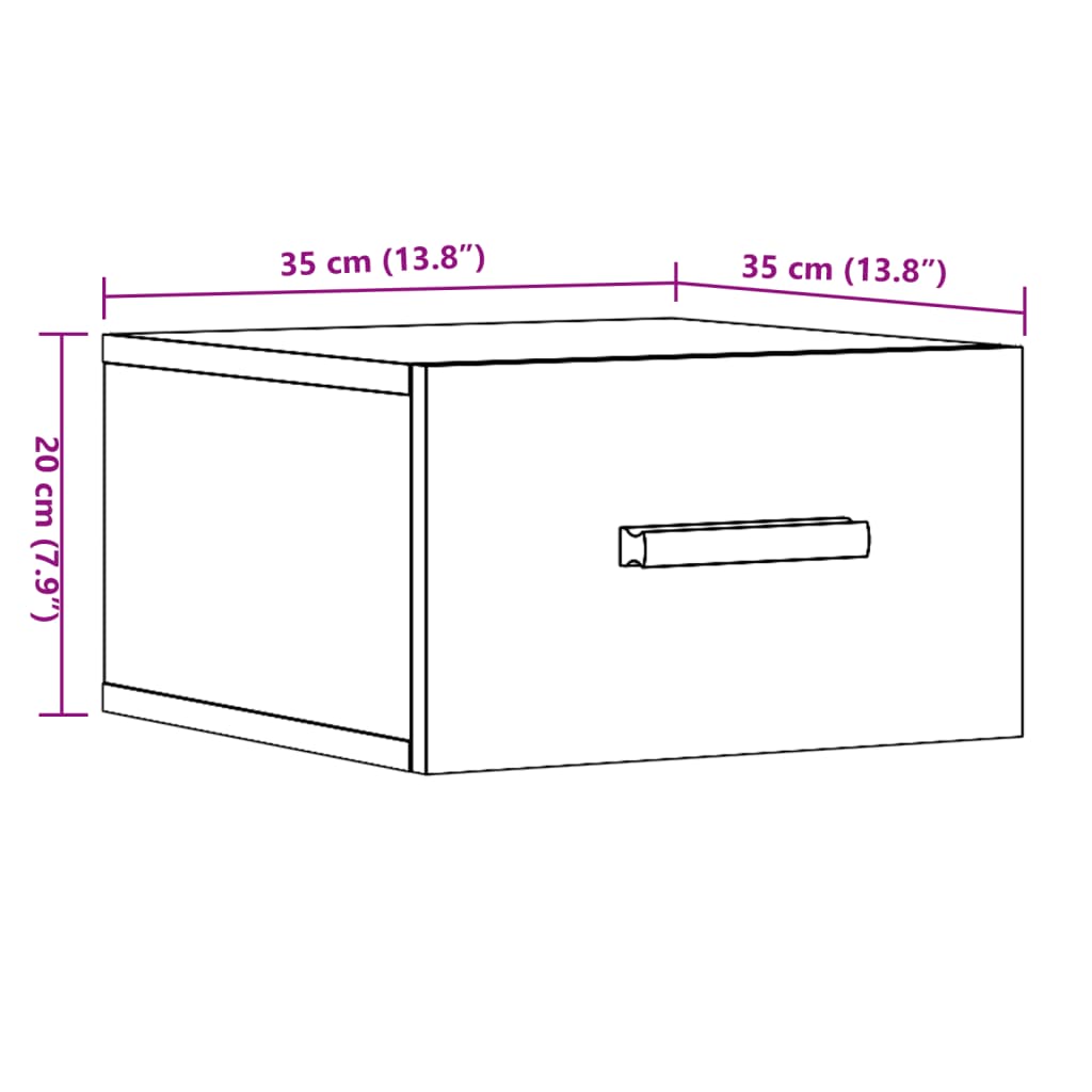 Wall-mounted bedside tables 2 pcs. Artisan oak 35x35x20 cm