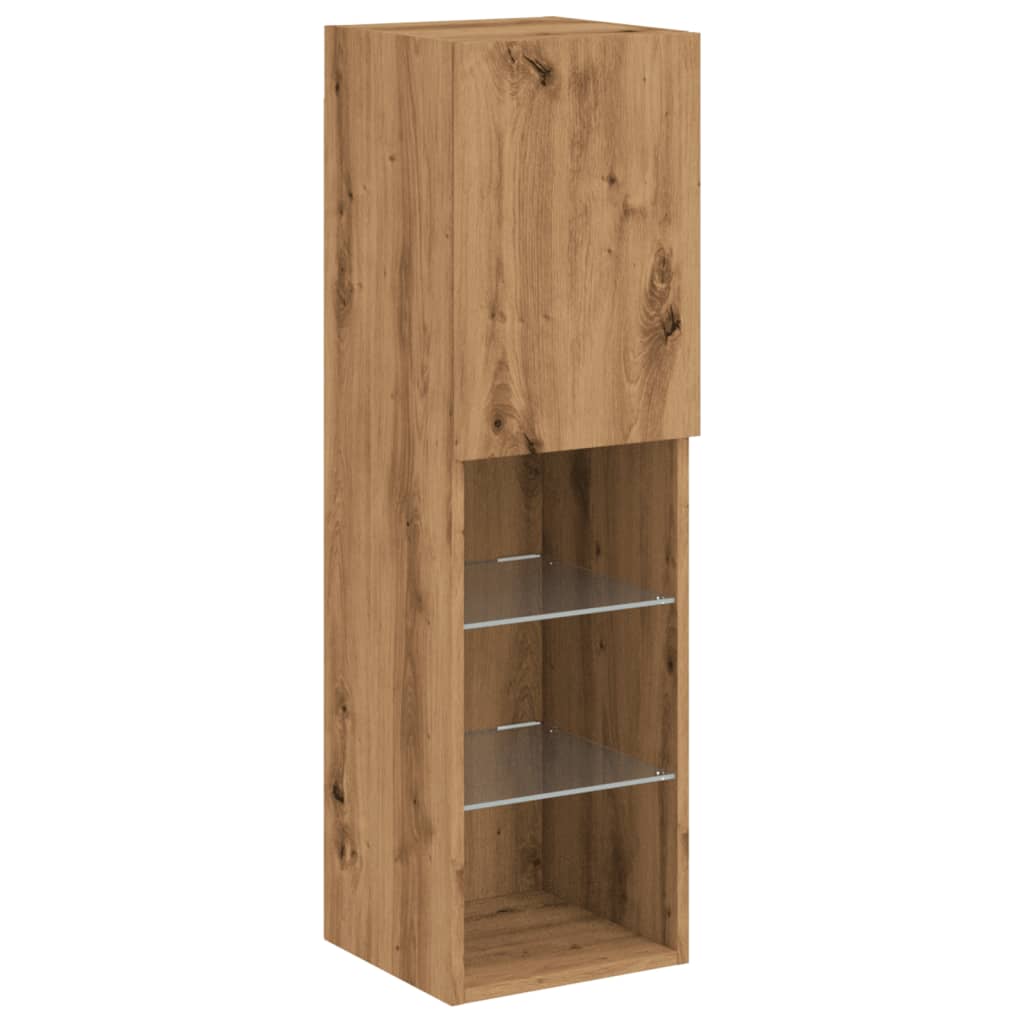 Meubles TV avec lumières LED 2 pcs Chêne artisanal 30,5x30x102cm