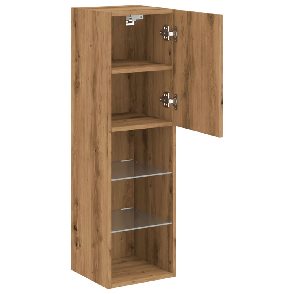 Meubles TV avec lumières LED 2 pcs Chêne artisanal 30,5x30x102cm