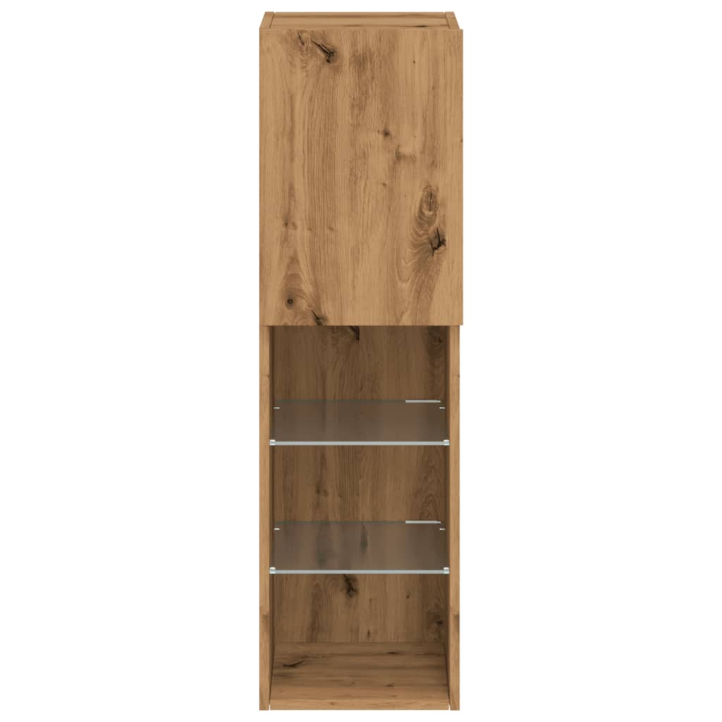 Meubles TV avec lumières LED 2 pcs Chêne artisanal 30,5x30x102cm