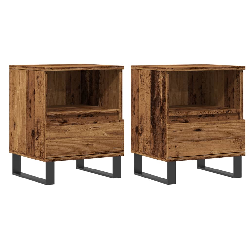 Bedside tables 2 pcs. Old wood look 40x35x50 cm wood material