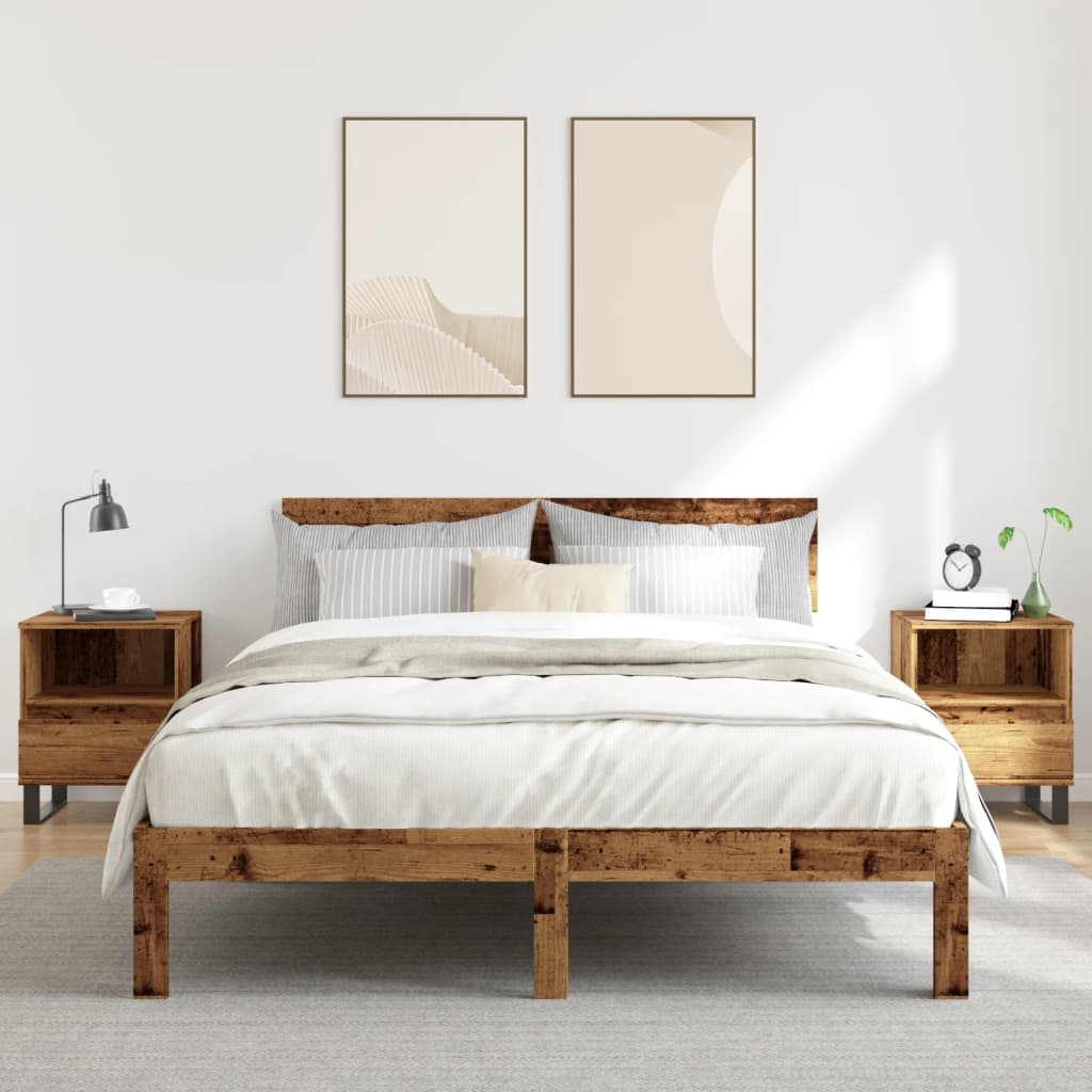 Bedside tables 2 pcs. Old wood look 40x35x50 cm wood material