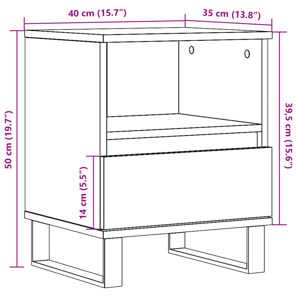 Bedside tables 2 pcs. Old wood look 40x35x50 cm wood material
