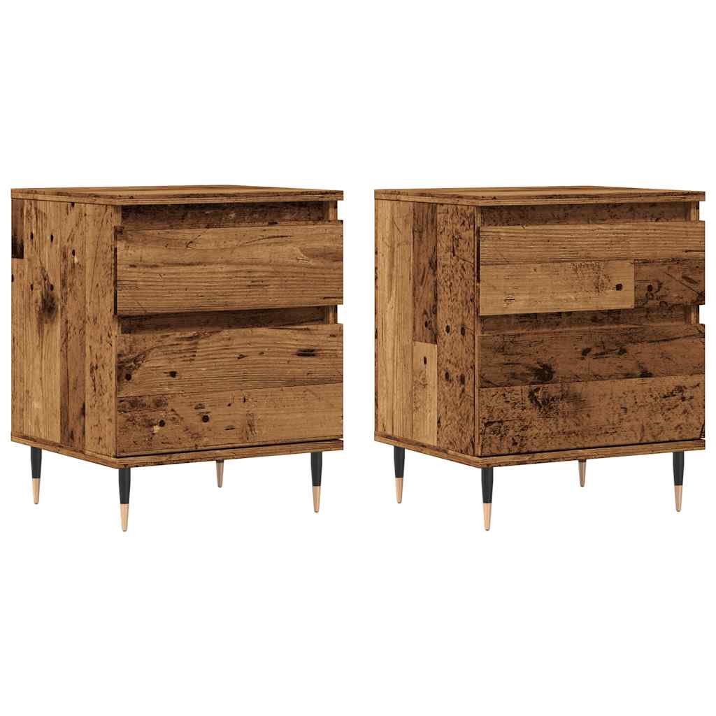Bedside tables 2 pcs. Old wood look 40x35x50 cm wood material