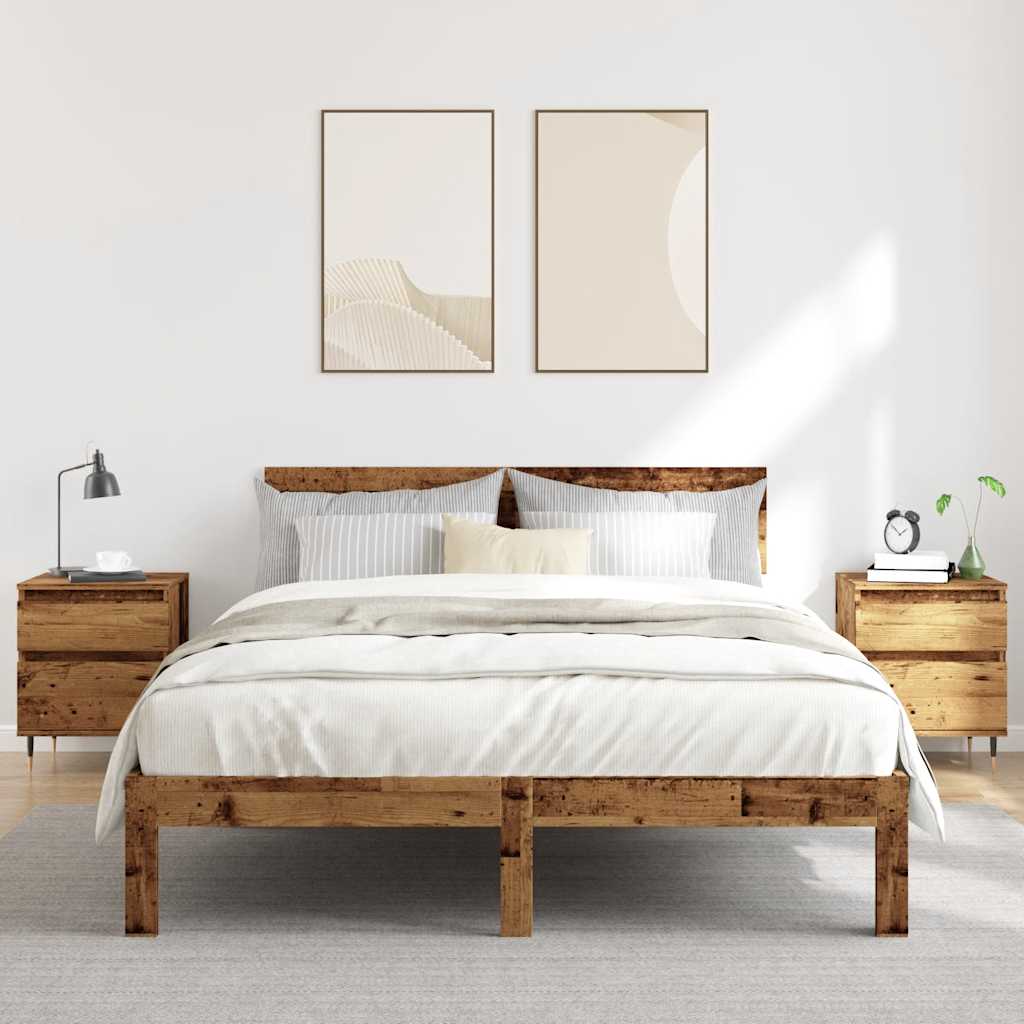 Bedside tables 2 pcs. Old wood look 40x35x50 cm wood material
