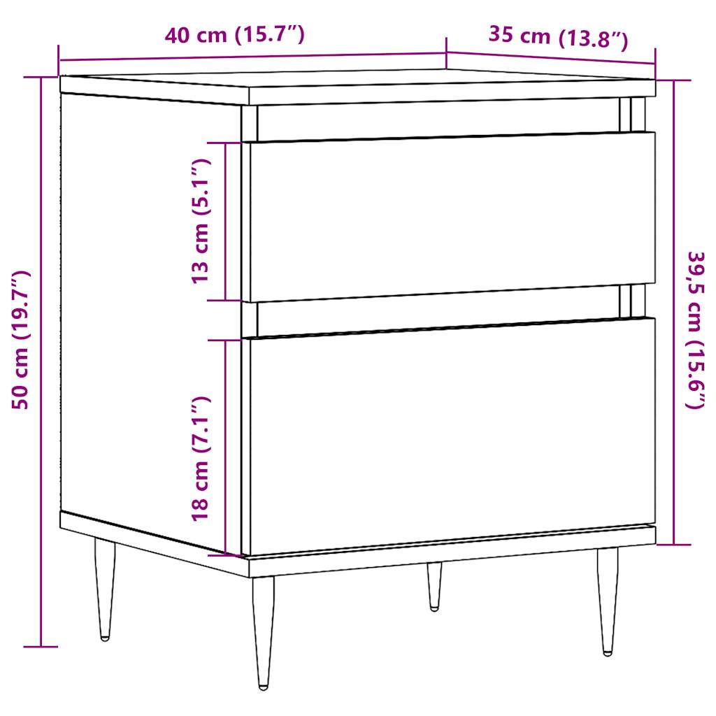 Bedside tables 2 pcs. Old wood look 40x35x50 cm wood material