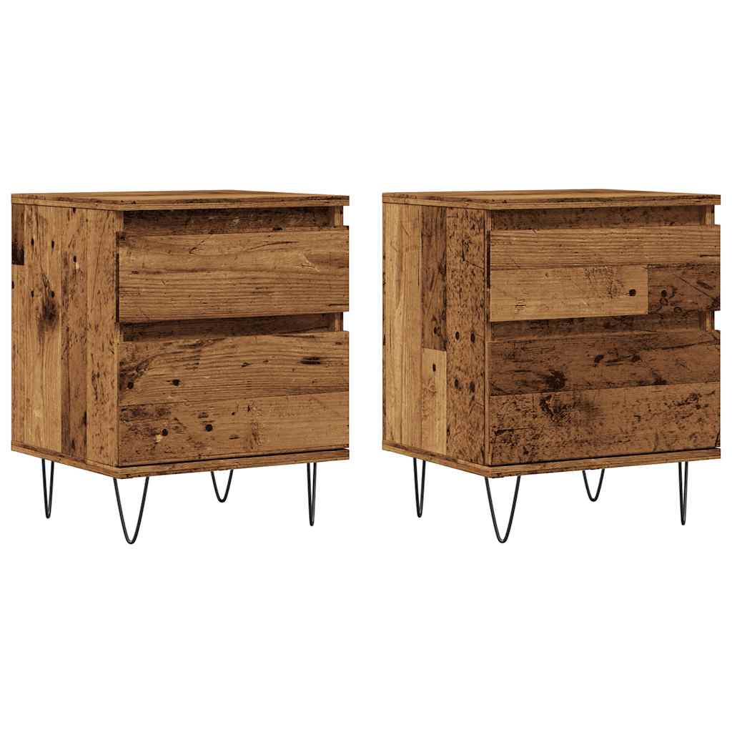 Bedside tables 2 pcs. Old wood look 40x35x50 cm wood material