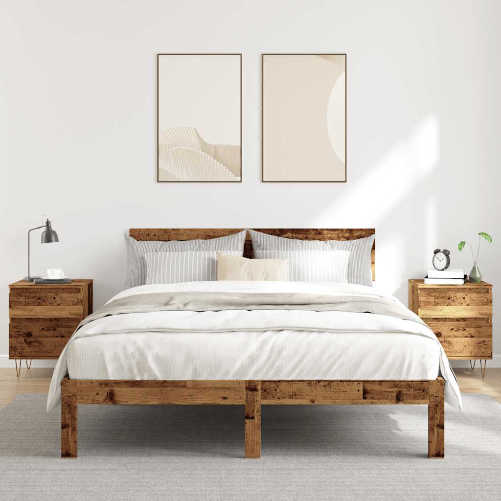 Bedside tables 2 pcs. Old wood look 40x35x50 cm wood material